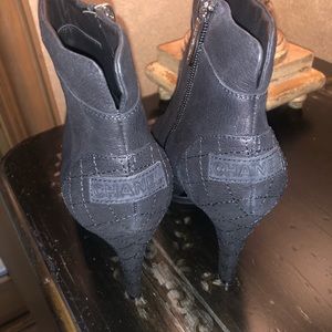Chanel black leather booties